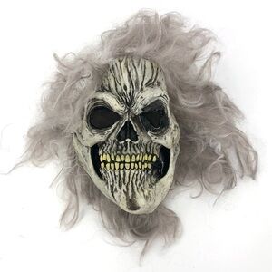 Easter Unlimited Scary Halloween Mask Evil Skeleton Gray Hair Horror Costume